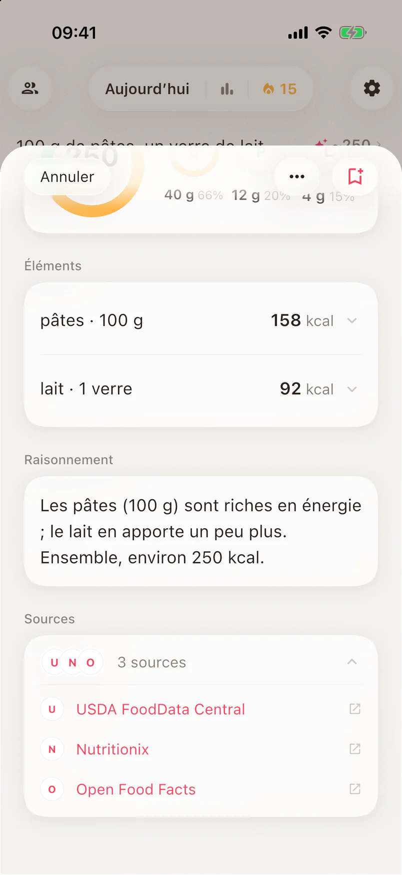 L’explication d’une estimation avec les trois sources utilisées