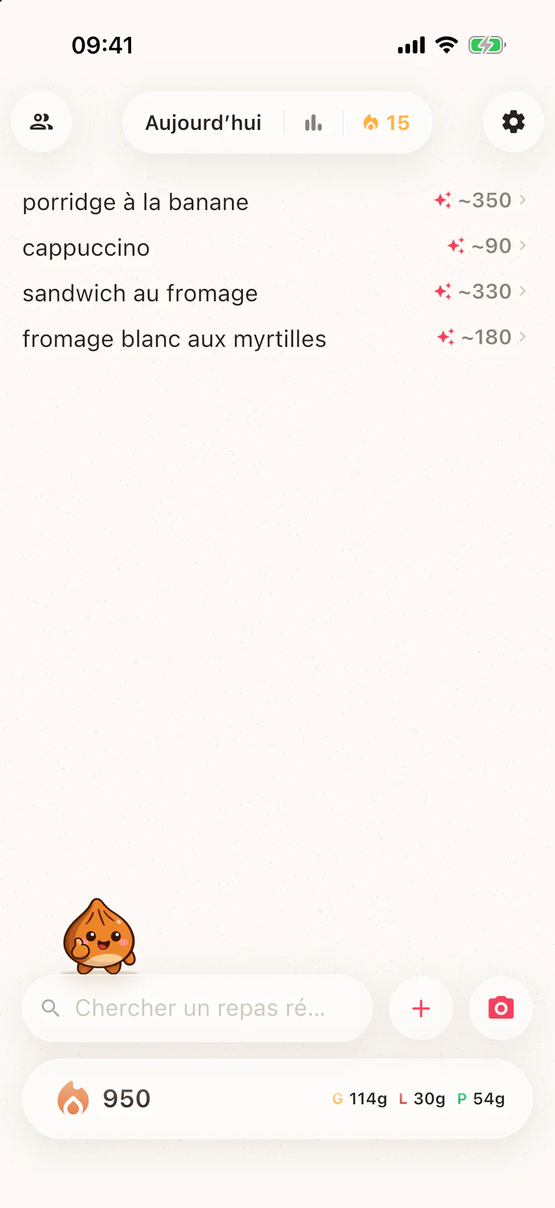 Le carnet Noots avec des repas notés