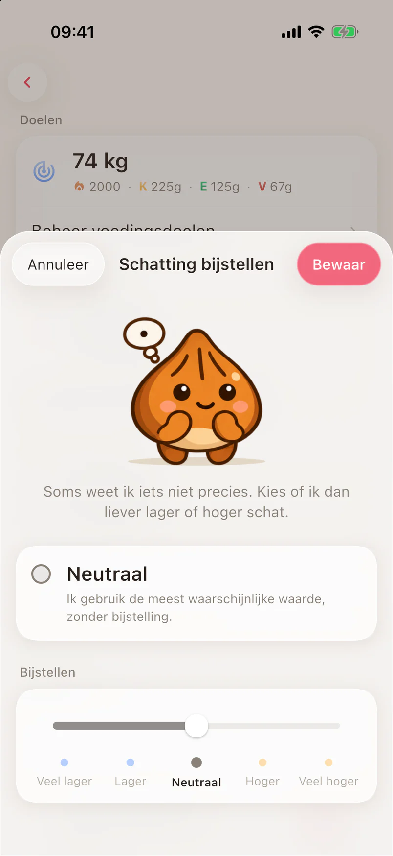 De instelling waarmee je schattingen voorzichtiger of ruimer zet